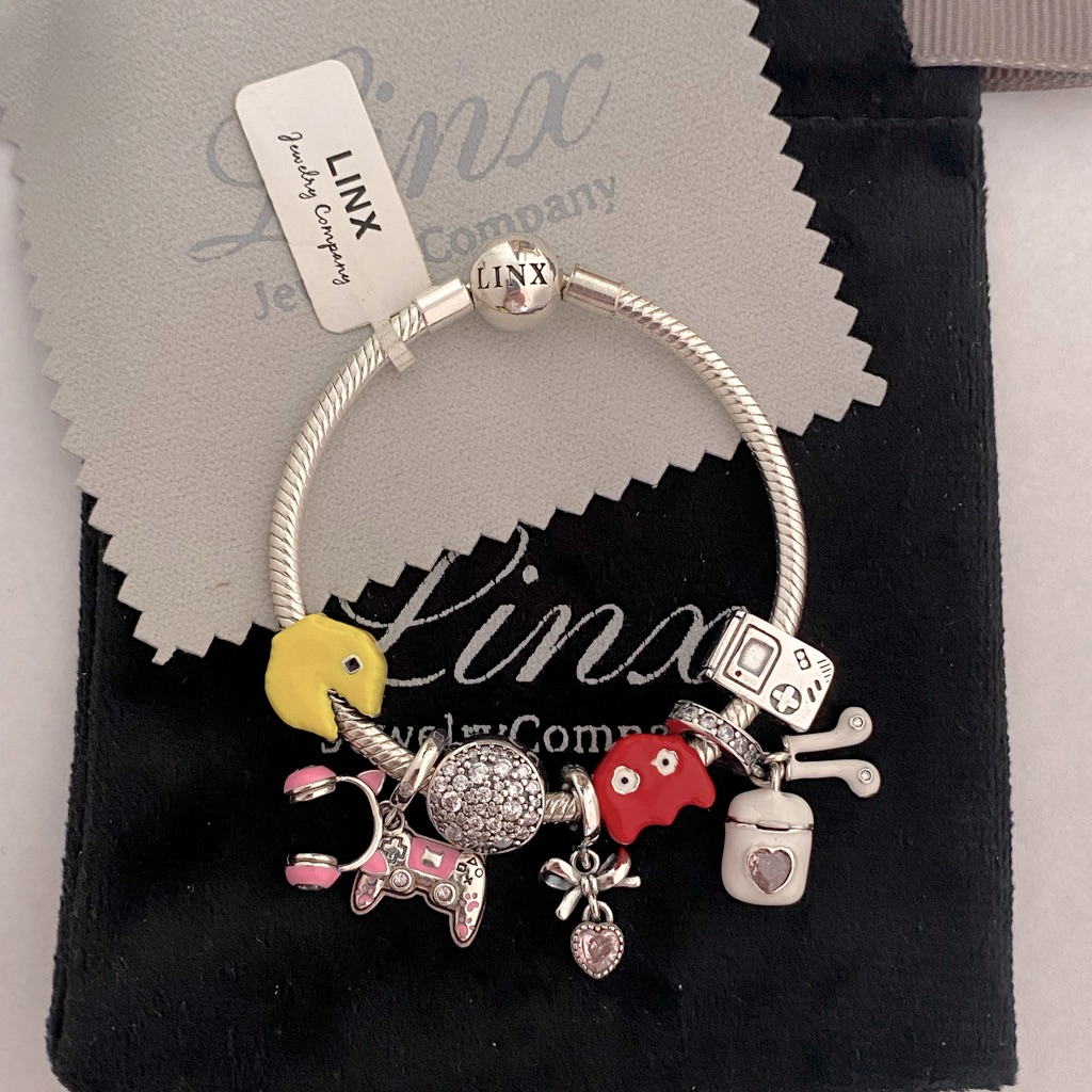 Linx Snake Chain Bracelet With Gamer Girl Themed Charms